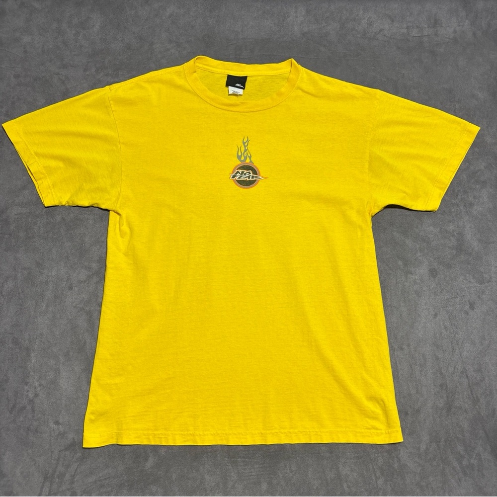 VTG 90's NO FEAR Shirt Mens Medium Yellow Flames Double Dragon Graphic Oversized